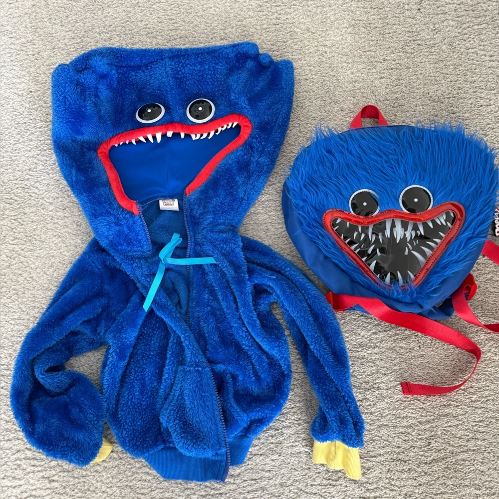 Blue Monster Hoodie and Backpack Set